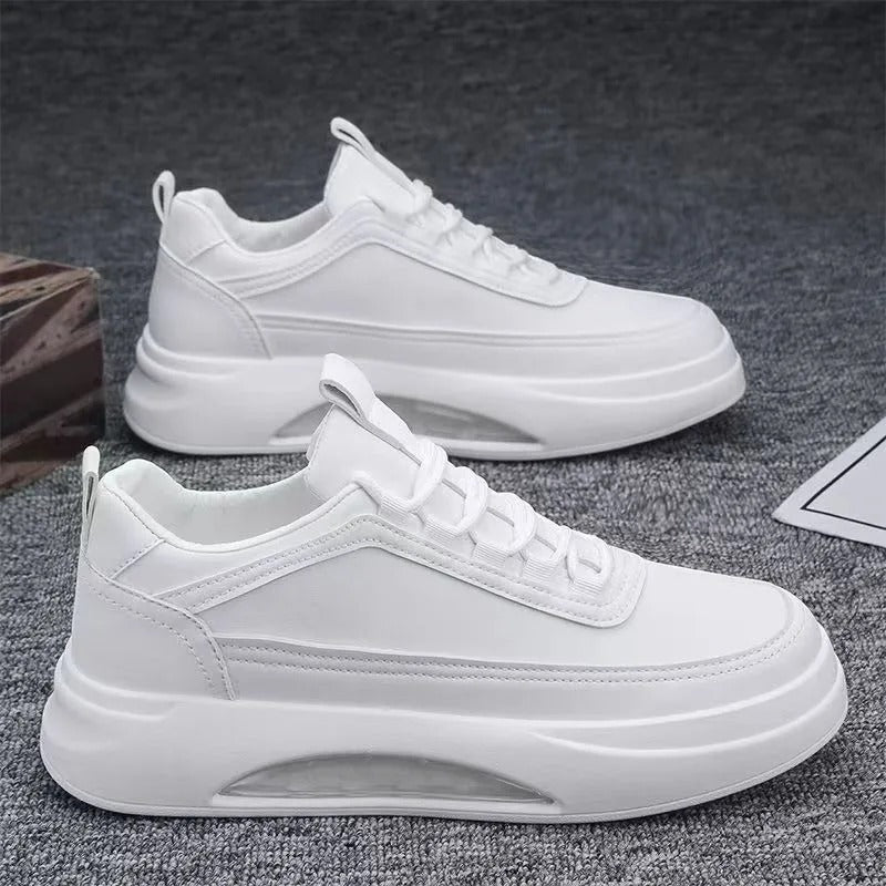 Felix™ weiß flach Leder hohe Sohle Schuhe