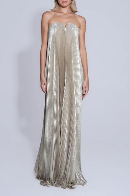 AMALIA | Schulterfreies Faltenkleid