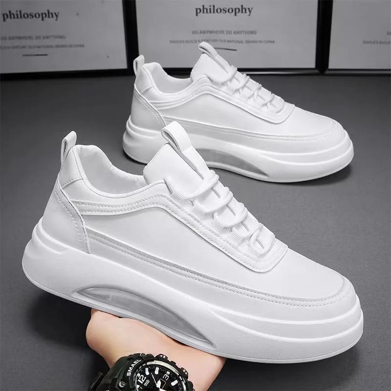 Felix™ weiß flach Leder hohe Sohle Schuhe